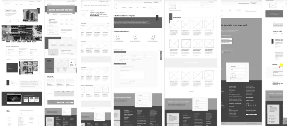 wireframes iniciais do projeto tarjab